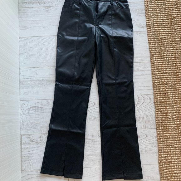 Fauz leather pants with slit at ankle - Picture 1 of 2